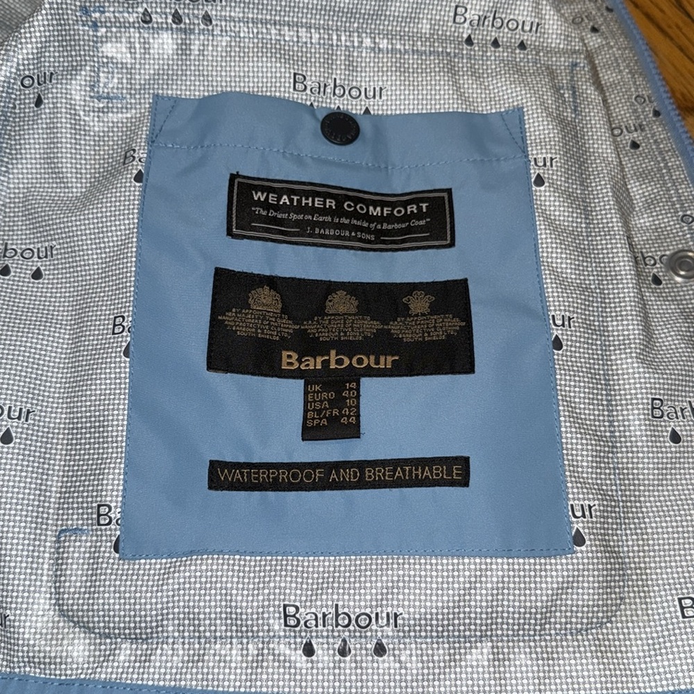 Barbour Sky Blue Hooded Trench Coat - Picture 3 of 10